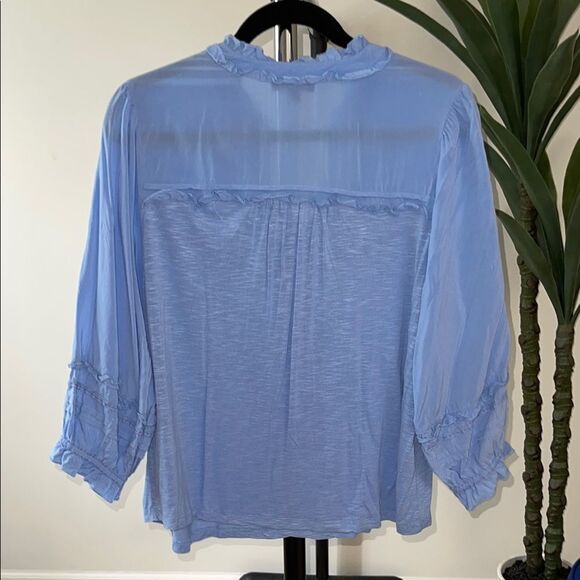 Democracy Blue 3/4 Sleeve Pleated Blouse - Picture 4 of 4